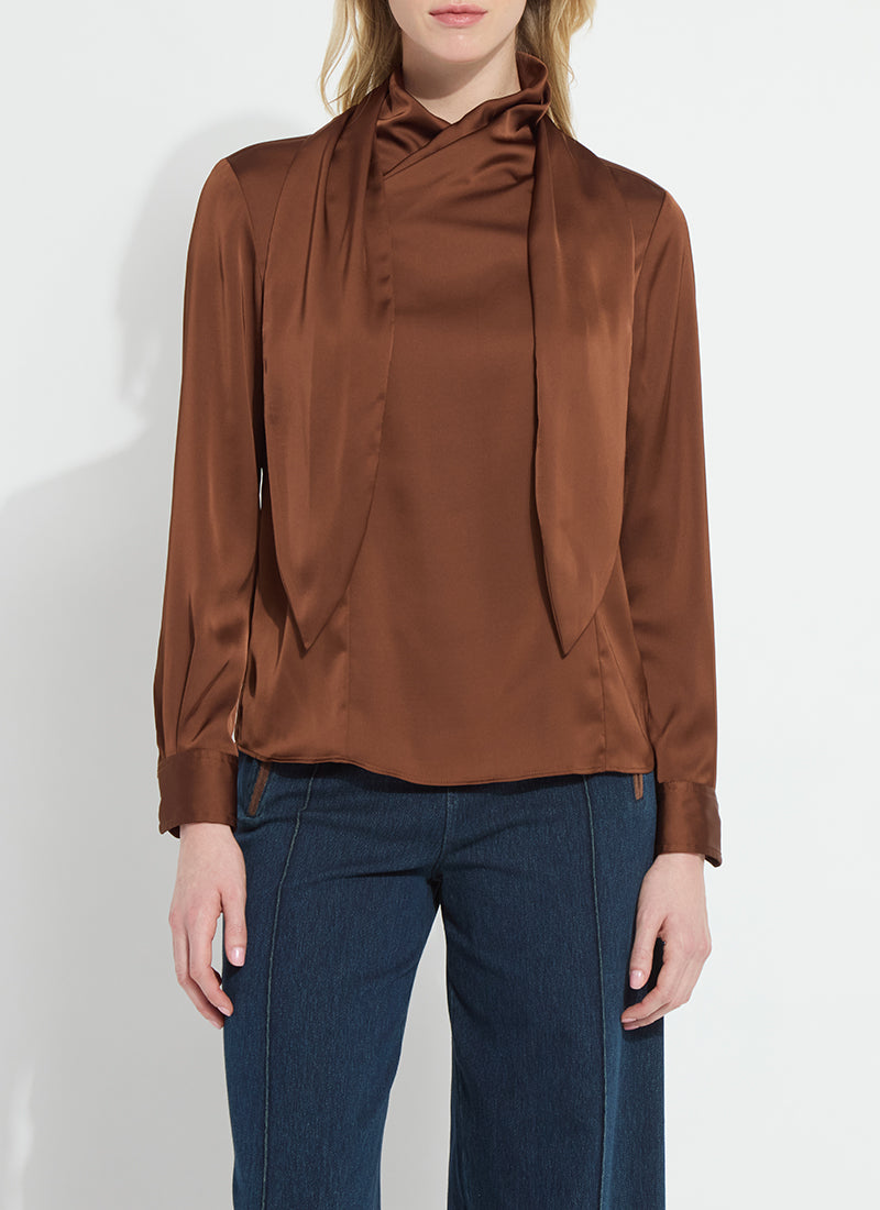 Johanna Satin Scarf Neck Blouse