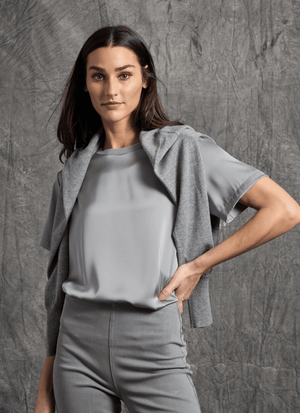 Aline Crew Neck Mix Media Top
