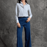 Executive Stripe & White Collar Cropped Schiffer
