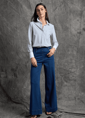 Executive Stripe & White Collar Cropped Schiffer