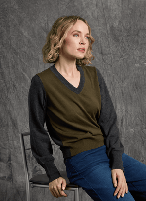Corinne Washable 100% Merino Wool V-Neck Sweater