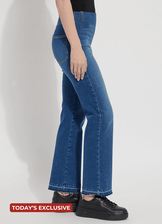 a woman wearing blue jeans