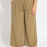 Mae Pleated Drawstring Wide Leg Pant Curvy (28" Inseam)