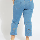 Billie Eyelet Straight Denim Curvy (26"Inseam)