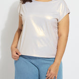 Lyssential Metallic Jersey Top Curvy
