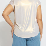 Lyssential Metallic Jersey Top Curvy