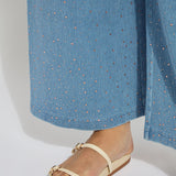 Erin Crystal Embellished Wide Leg Denim Curvy (28" Inseam)