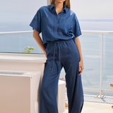 Lilia Drawstring Ankle Wide Leg Pant (28" Inseam)