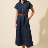 Zelda Midi Belted Denim Dress