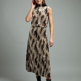 Dominique Stretch Velvet Pleated Skirt