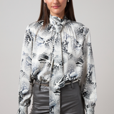 Onyx Embellished Scarf Neck Blouse