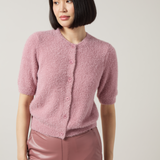 Opalite Short Sleeve Lurex Feather Cardigan