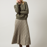 Sabrina Ponte Pleated Midi Skirt