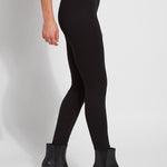 color=Black, side view, classic foundational legging with concealed comfort waistband for slimming and shaping