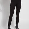 color=Black, front view, classic foundational legging with concealed comfort waistband for slimming and shaping