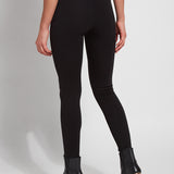 color=Black, back view, classic foundational legging with concealed comfort waistband for slimming and shaping