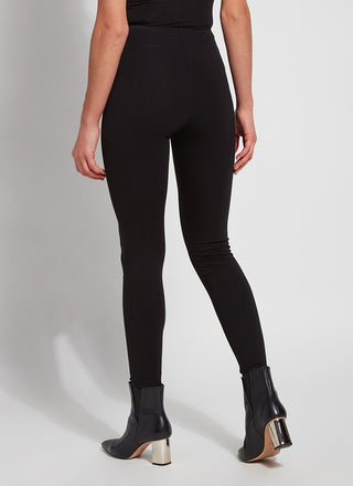 color=Black, back view, classic foundational legging with concealed comfort waistband for slimming and shaping