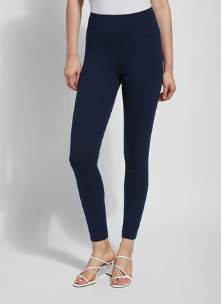 color=True Navy, front view, classic foundational legging with concealed comfort waistband for slimming and shaping