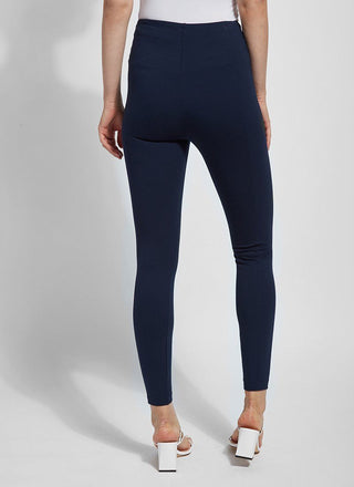 color=True Navy, back view, classic foundational legging with concealed comfort waistband for slimming and shaping