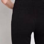 color=Black, back detail, denim trouser with smooth fitting easy styling, smoothing waistband 