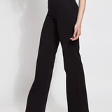 color=Black, side view, denim trouser with smooth fitting easy styling, smoothing waistband 