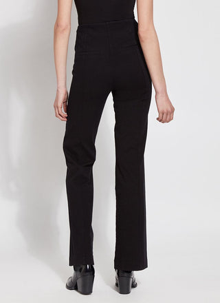 color=Black, back view, denim trouser with smooth fitting easy styling, smoothing waistband 