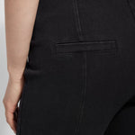 color=Black, back detail, denim trouser with smooth fitting easy styling, smoothing waistband 