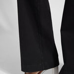color=Black, hem detail, women's denim pant made from versatile stretch denim, has a concealed slimming waistband