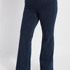 color=Indigo, front, women's denim pant made from versatile stretch denim, has a concealed slimming waistband