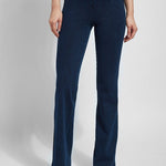 color=Indigo, front view, women's denim pant made from versatile stretch denim, has a concealed slimming waistband