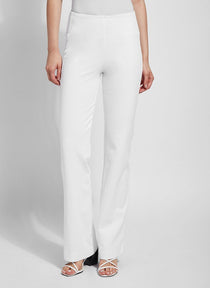 color=White, front view, denim trouser with smooth fitting easy styling, smoothing waistband 