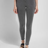 color=Mid Grey, front view, versatile denim jean leggings with smoothing and slimming control comfort waistband