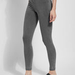 color=Mid Grey, front angle, versatile denim jean leggings with smoothing and slimming control comfort waistband