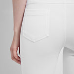color=White, back detail, crop length denim jean leggings with concealed waistband for flattering, slimming fit