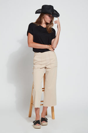 Cropped Zig Zag Denim Wide Leg - Arizona Sand (25" Inseam)