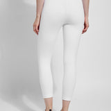 color=White, Rear view of white flattering cotton crop leggings with concealed waistband for control and comfort