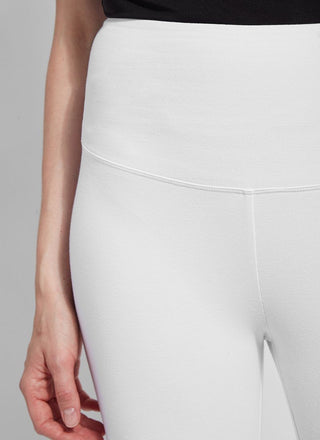 color=White, Front detail white flattering cotton crop leggings with concealed waistband for control and comfort