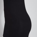 color=Black, detail shot of side and hips, stretchy spandex cotton, body-slimming tank top, great lysséntial for layering