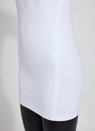 color=White, stomach and hip detail of stretchy spandex cotton, body-slimming tank top, great lysséntial for layering