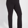 color=Black, angled front view, slimming workleisure bootcut pants made from stretch cotton, with lifting anatomic seaming