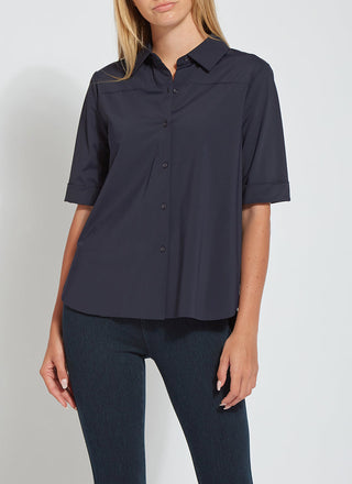 Lysse Josie Short Sleeve Button Down in True Navy