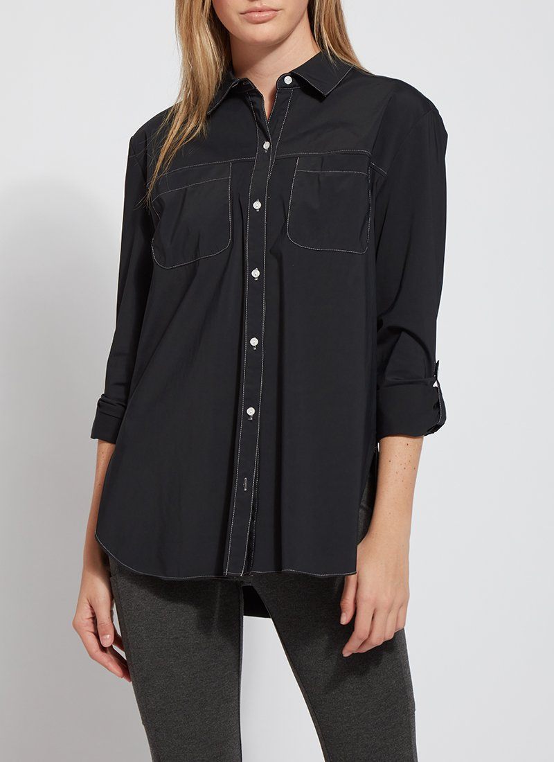 plus size stretch denim shirt