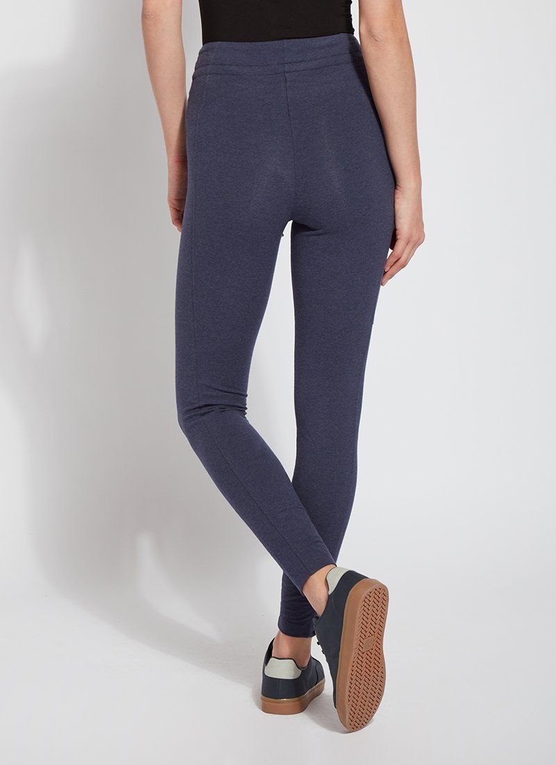 color=Eclipse Melange, rear view, legging jogger hybrid with cotton spandex and comfortable slimming waistband 