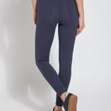 color=Eclipse Melange, rear view, legging jogger hybrid with cotton spandex and comfortable slimming waistband 