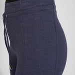 color=Eclipse Melange, side hip detail, blue legging jogger hybrid with cotton spandex and comfortable slimming waistband 