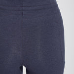 color=Eclipse Melange, rear detail, blue legging jogger hybrid with cotton spandex and comfortable slimming waistband 