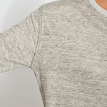 color=Heather Grey, shoulder detail, women's long sleeve tee, linen jersey for lightweight breathability, pairs well with leggings or skinny jeans