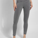 color=Mid Grey, front, ankle length denim jean leggings with concealed waistband for flattering, slimming fit, best selling jegging