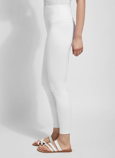 White Cotton Spandex Ankle Length Legging