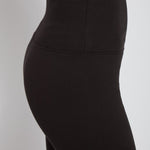 color=Black, side detail, stretch cotton leggings, yoga pants, with smoothing comfort waistband and lifting, contouring seaming 
